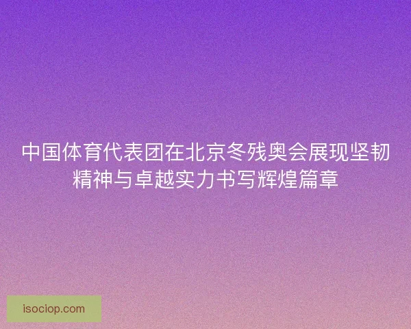 中国体育代表团在北京冬残奥会展现坚韧精神与卓越实力书写辉煌篇章