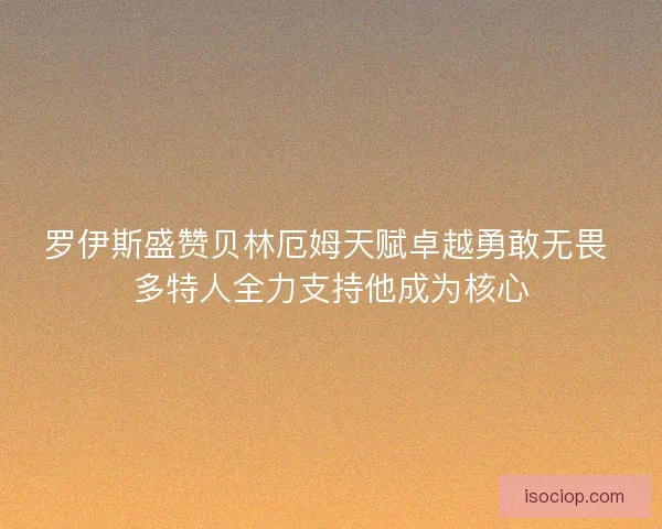罗伊斯盛赞贝林厄姆天赋卓越勇敢无畏 多特人全力支持他成为核心